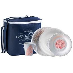 Pack Vaisselle en mélaminé Harmony Orange corail - 24 pces/6 pers.